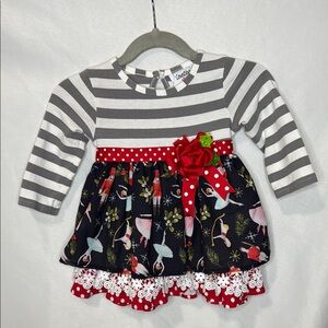 Christmas Nutcracker Striped Baby Dress 6-9 mo.
